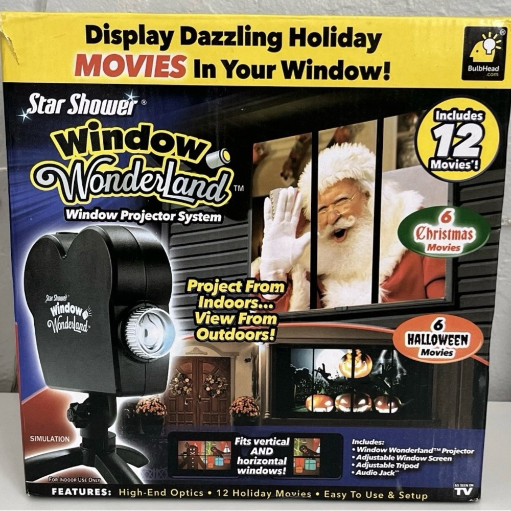 Star Shower Window Wonderland Projector System 12 Movies Halloween &  Christmas